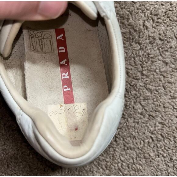 Vintage Prada White & Red Leather Shoes Sneakers EU 36 Women’s Size 5.5 - Picture 5 of 8